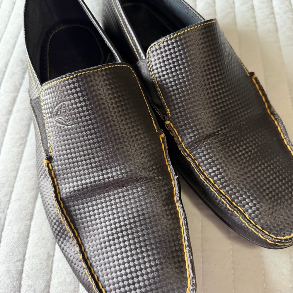 Michael Toschi Onda driving shoes in black carbon techno leather